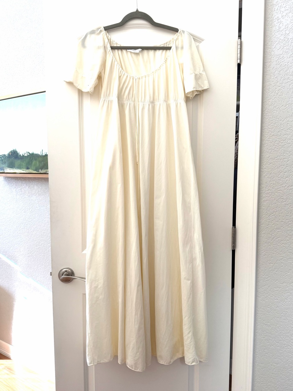Vintage John Kloss for Cira Maxi Length Cream Romantic Night Dress. Empire Waist